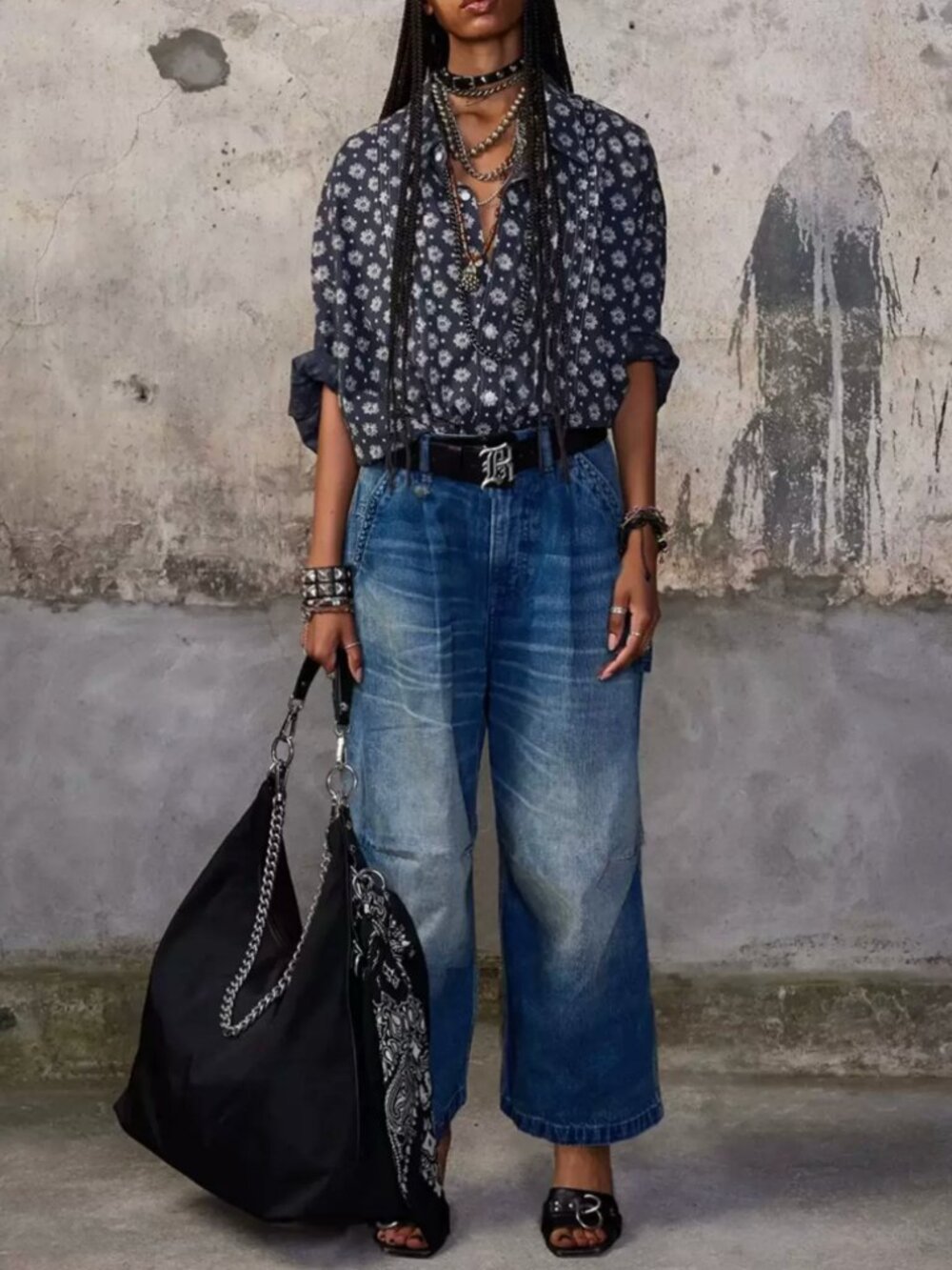 NWT R13 Crop Wide Leg Carpenter - Depot Blue
